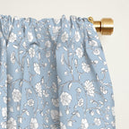 Vintage Small Block Print Floral - Sky Window Curtain Gallery Image 2