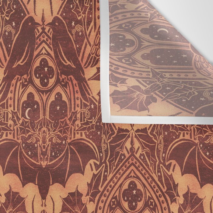 Gothic Halloween Damask - spiced pumpkin  Wall Tapestry Gallery Image 3