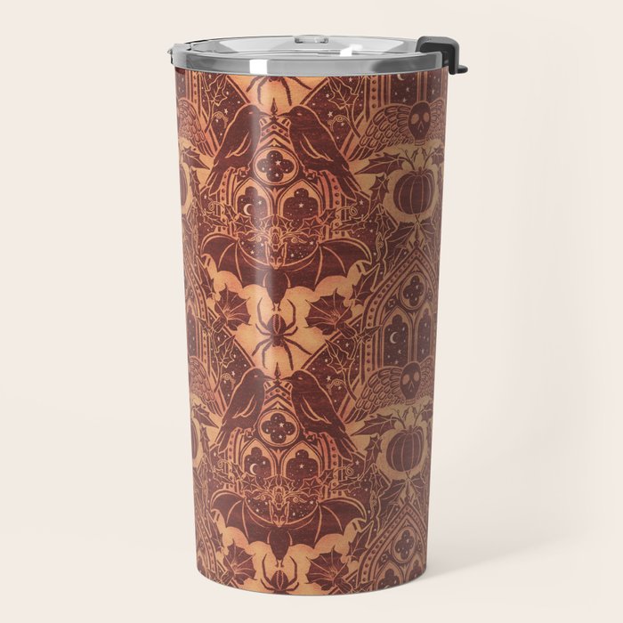 Gothic Halloween Damask - spiced pumpkin  Travel Mug Gallery Image 2