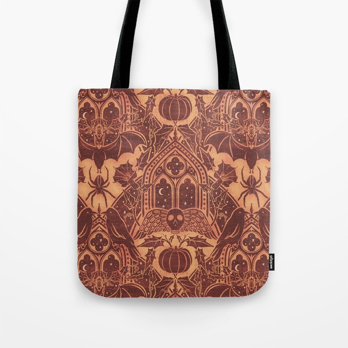 Gothic Halloween Damask - spiced pumpkin  Tote Bag Gallery Image 1