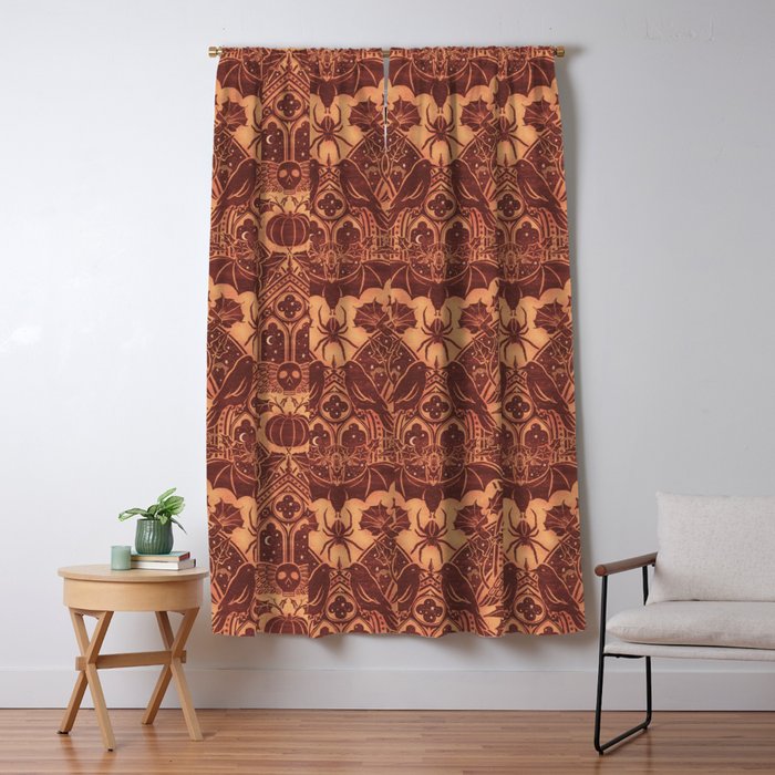 Gothic Halloween Damask - spiced pumpkin  Window Curtain Gallery Image 5