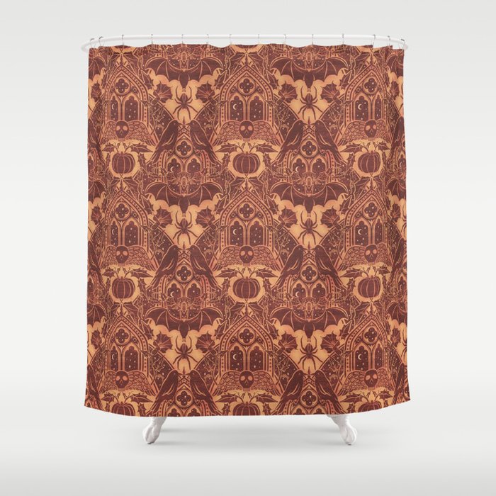 Gothic Halloween Damask - spiced pumpkin  Shower Curtain Gallery Image 1