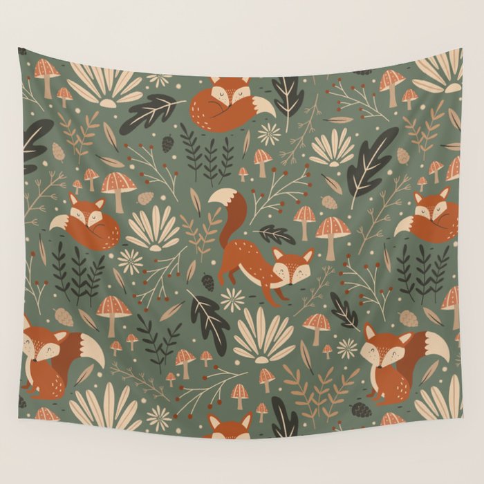 Wild Foxes Wall Tapestry Gallery Image 4