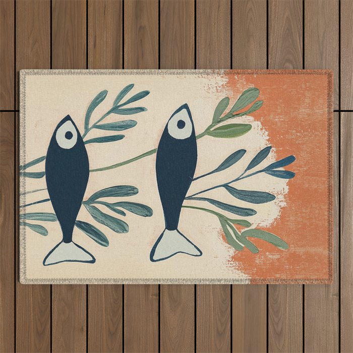 Two Swimming Fish Outdoor Rug Gallery Image 1