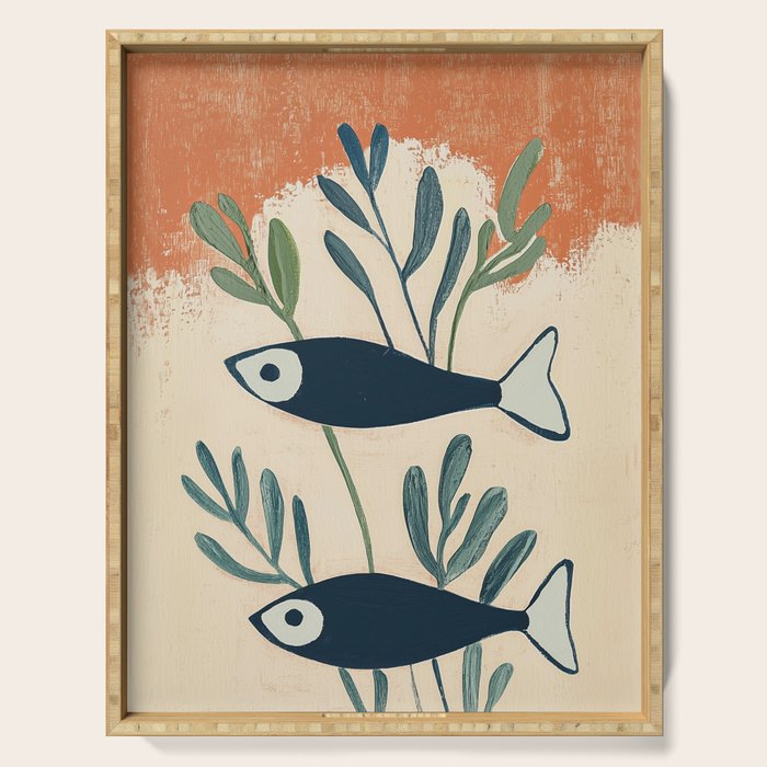 Two Swimming Fish Serving Tray Gallery Image 1