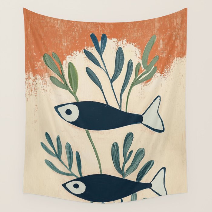Two Swimming Fish Wall Tapestry Gallery Image 1