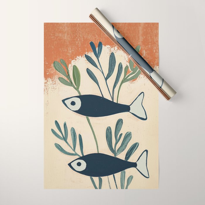 Two Swimming Fish Wrapping Paper Gallery Image 1