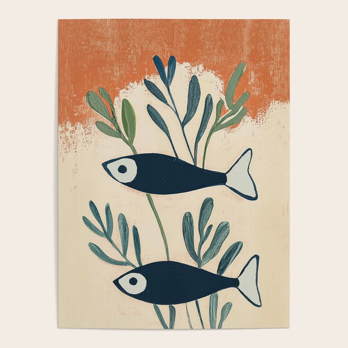 Two Swimming Fish Poster Gallery Image 1