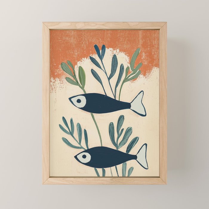 Two Swimming Fish Mini Art Print Gallery Image 1