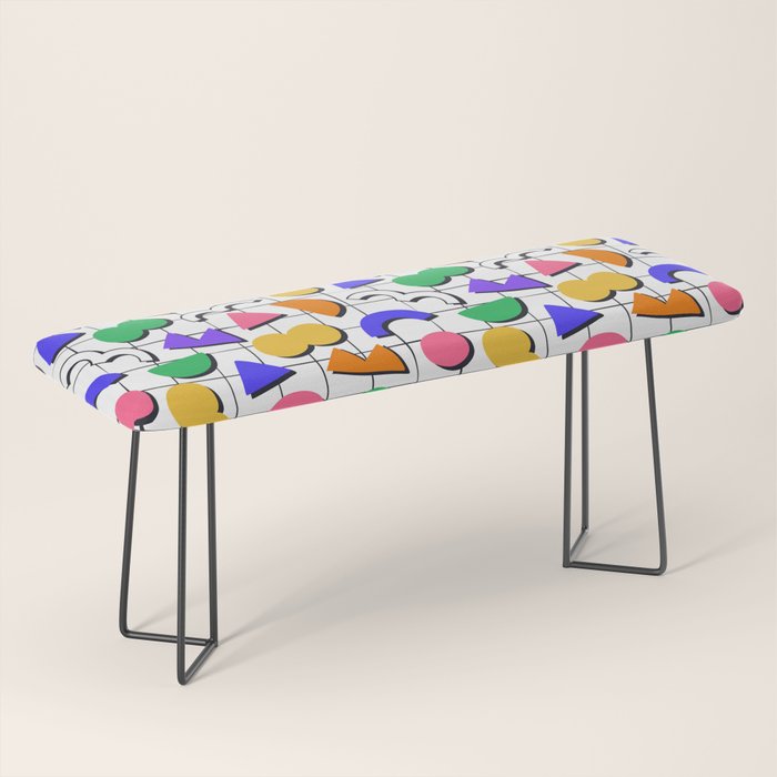 Colorful fun retro shape art pattern Bench Gallery Image 1