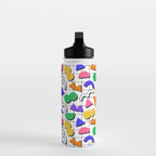 Colorful fun retro shape art pattern Water Bottle Gallery Image 3