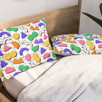 Colorful fun retro shape art pattern Pillow Sham Gallery Image 2