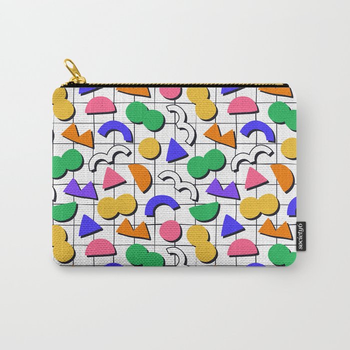 Colorful fun retro shape art pattern Carry All Pouch Gallery Image 1