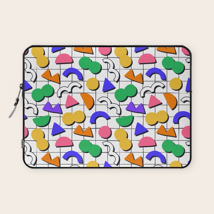 Colorful fun retro shape art pattern Laptop Sleeve Gallery Image 1