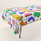 Colorful fun retro shape art pattern Tablecloth Gallery Image 1