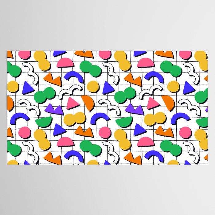 Colorful fun retro shape art pattern Tablecloth Gallery Image 2