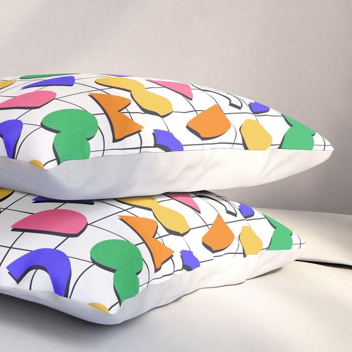 Colorful fun retro shape art pattern Pillow Sham Gallery Image 3