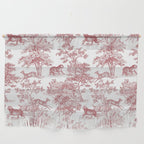 Toile de Jouy Vintage French Exotic Jungle Forest Red & White Wall Hanging Gallery Image 1