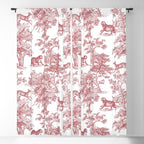 Toile de Jouy Vintage French Exotic Jungle Forest Red & White Window Curtain Gallery Image 5