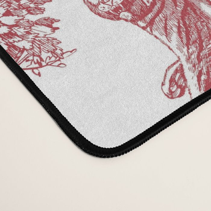 Toile de Jouy Vintage French Exotic Jungle Forest Red & White Desk Mat Gallery Image 4