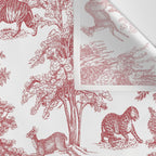 Toile de Jouy Vintage French Exotic Jungle Forest Red & White Wall Tapestry Gallery Image 3