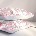 Toile de Jouy Vintage French Exotic Jungle Forest Red & White Pillow Sham Gallery Image 3