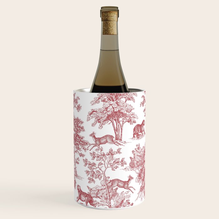 Toile de Jouy Vintage French Exotic Jungle Forest Red & White Wine Chiller Gallery Image 3