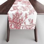 Toile de Jouy Vintage French Exotic Jungle Forest Red & White Table Runner Gallery Image 1