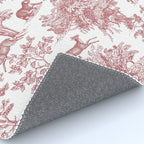 Toile de Jouy Vintage French Exotic Jungle Forest Red & White Rug Gallery Image 4