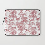 Toile de Jouy Vintage French Exotic Jungle Forest Red & White Laptop Sleeve Gallery Image 1