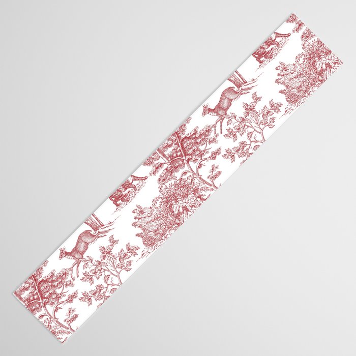 Toile de Jouy Vintage French Exotic Jungle Forest Red & White Table Runner Gallery Image 3