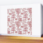 Toile de Jouy Vintage French Exotic Jungle Forest Red & White Wall Mural Gallery Image 2