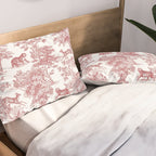 Toile de Jouy Vintage French Exotic Jungle Forest Red & White Pillow Sham Gallery Image 2