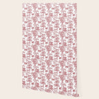 Toile de Jouy Vintage French Exotic Jungle Forest Red & White Wallpaper Gallery Image 2