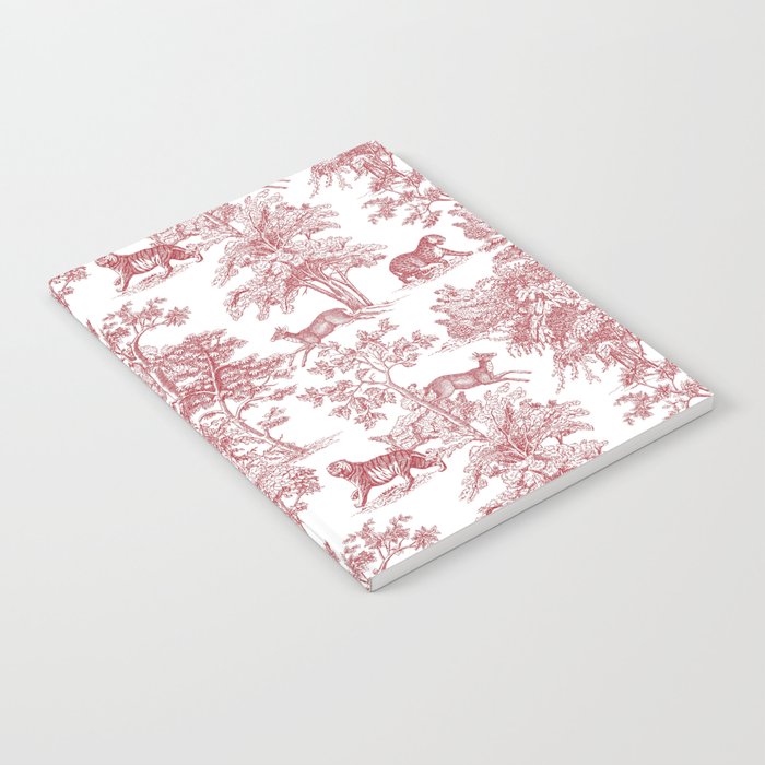 Toile de Jouy Vintage French Exotic Jungle Forest Red & White Notebook Gallery Image 2