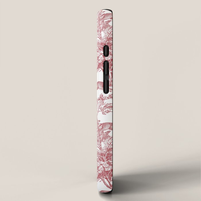 Toile de Jouy Vintage French Exotic Jungle Forest Red & White iPhone Case Gallery Image 2