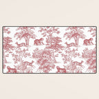 Toile de Jouy Vintage French Exotic Jungle Forest Red & White Desk Mat Gallery Image 3