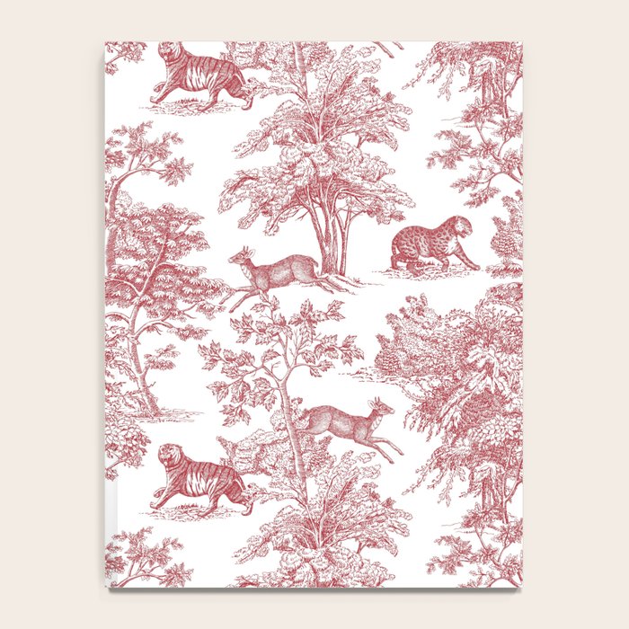 Toile de Jouy Vintage French Exotic Jungle Forest Red & White Notebook Gallery Image 4