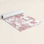 Toile de Jouy Vintage French Exotic Jungle Forest Red & White Yoga Mat Gallery Image 2