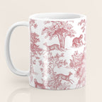 Toile de Jouy Vintage French Exotic Jungle Forest Red & White Coffee Mug Gallery Image 3