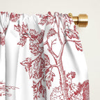 Toile de Jouy Vintage French Exotic Jungle Forest Red & White Window Curtain Gallery Image 2