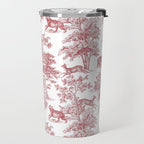 Toile de Jouy Vintage French Exotic Jungle Forest Red & White Travel Mug Gallery Image 2