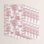 Toile de Jouy Vintage French Exotic Jungle Forest Red & White Wrapping Paper Gallery Image 3