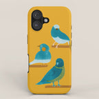 Three Friendly Birds - Turquoise and Yellow iPhone Case Gallery Image 1