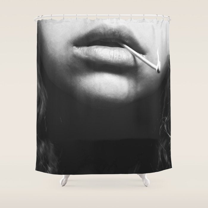 Livin' on the edge | Black and white photograph Shower Curtain Gallery Image 1