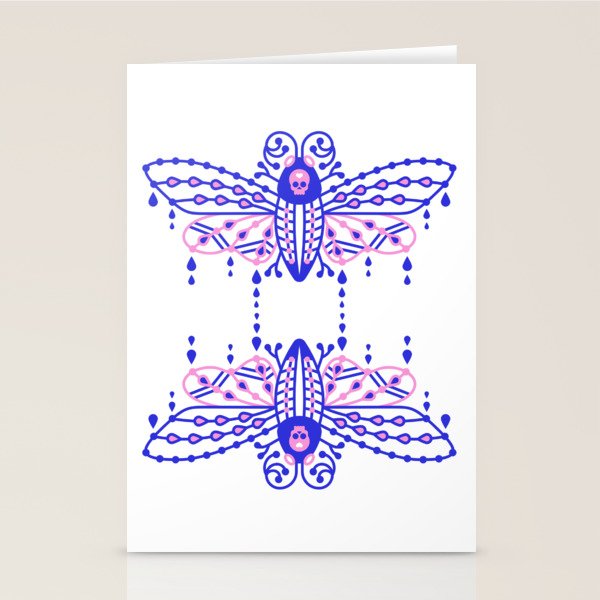 Death's Head Hawkmoth - Indigo & Pink Palette Stationery Card Gallery Image 1