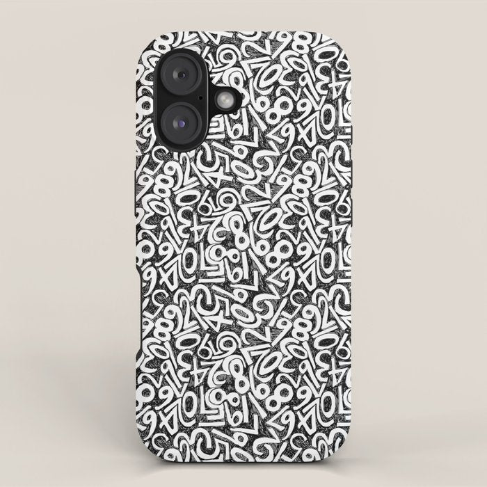 Numbers pattern in black and white iPhone Case Gallery Image 1