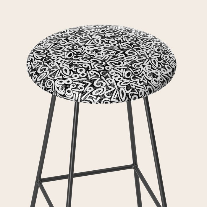 Numbers pattern in black and white Stool Gallery Image 2