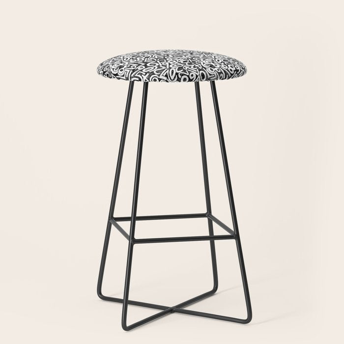 Numbers pattern in black and white Stool Gallery Image 1