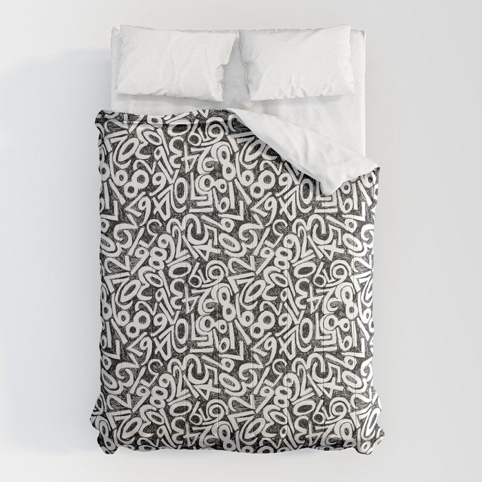 Numbers pattern in black and white Comforter Gallery Image 6